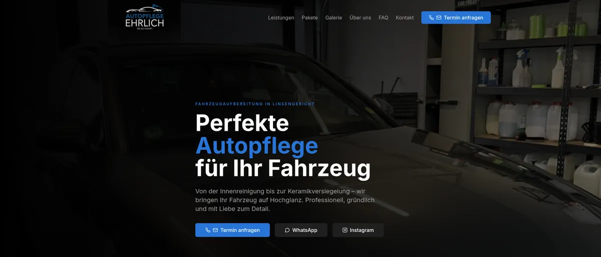 Website-Vorschau: Autopflege Ehrlich – von PC-Service Adam umgesetzt